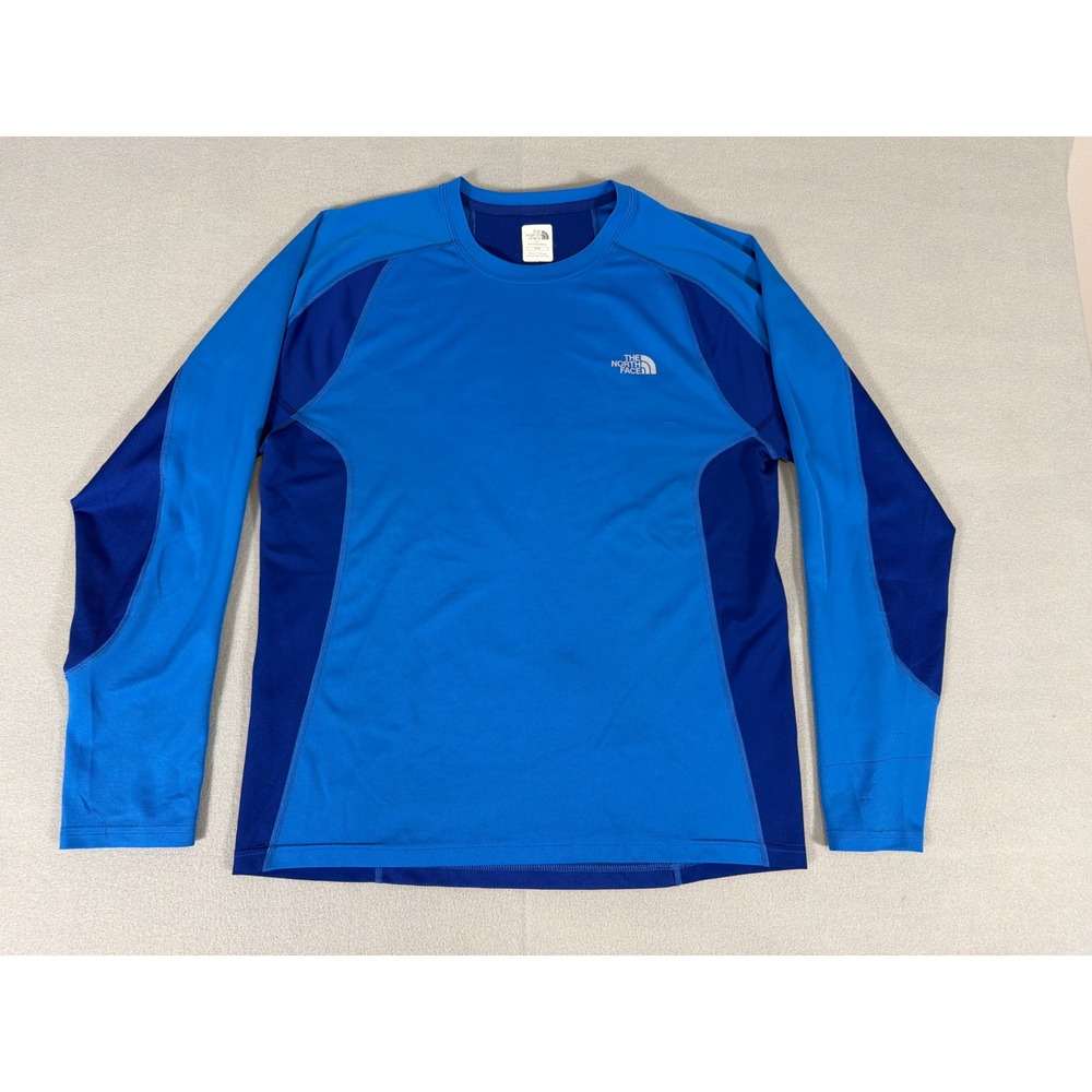 The North Face Mens FlashDry Blue Long Sleeve Running Hiking Shirt Medium